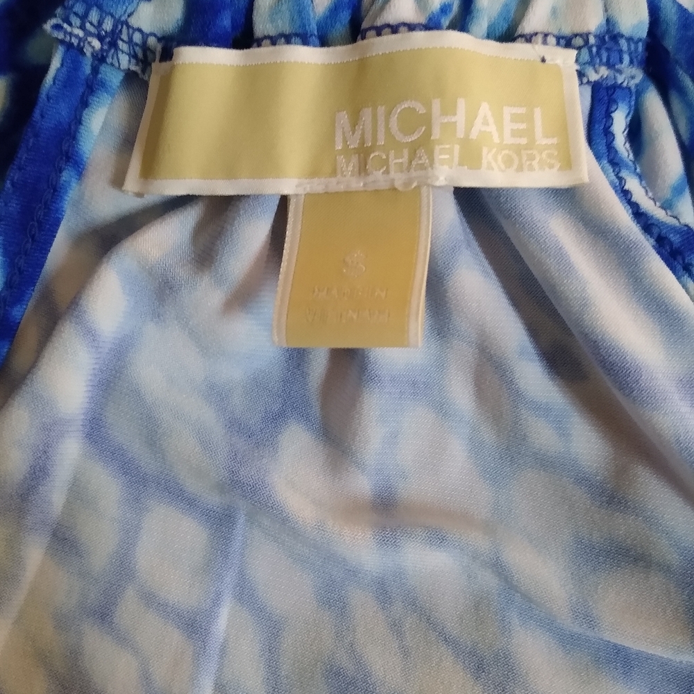 Michael Kors Blue Abstract Halter Blouse Keyhole Front Size S - Picture 8 of 12